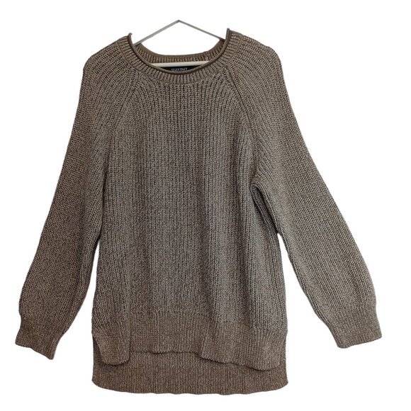 Ellen Tracy Sweater Chunky Knit Pullover Cotton Blend Oatmeal Marl Womens XL - Picture 10 of 10